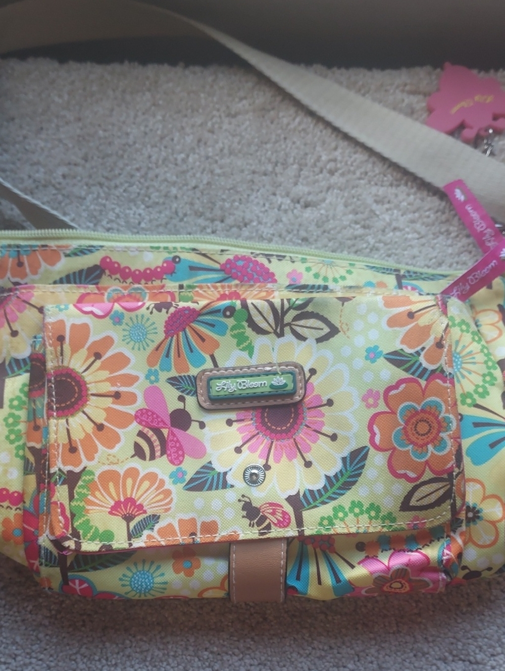 Lily Bloom Floral Crossbody Purse in Yellow with Multicolor Flowers
